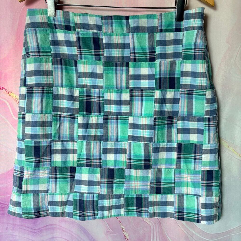 Talbots 8 Green Plaid Pastel Skirt Boardwalk Preppy Artsy Luxury Retro Classy